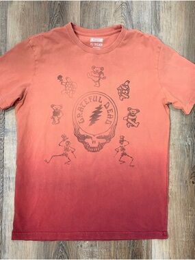 Grateful Dead Orange to Red Ombre Tee with Dancing Bears